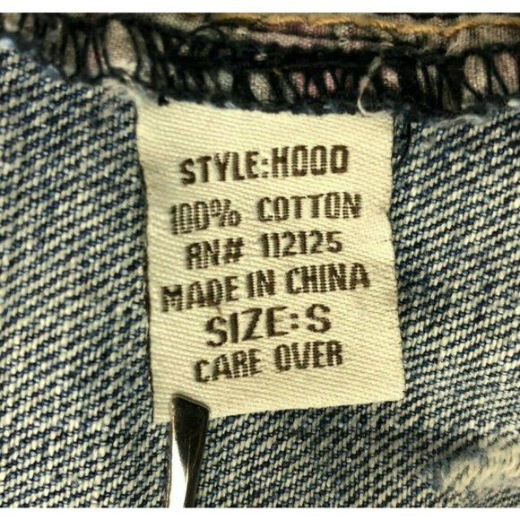 Vintage Havanna Distressed Sleeveless Denim Vest Jacket Style Hood Size S - Picture 9 of 10